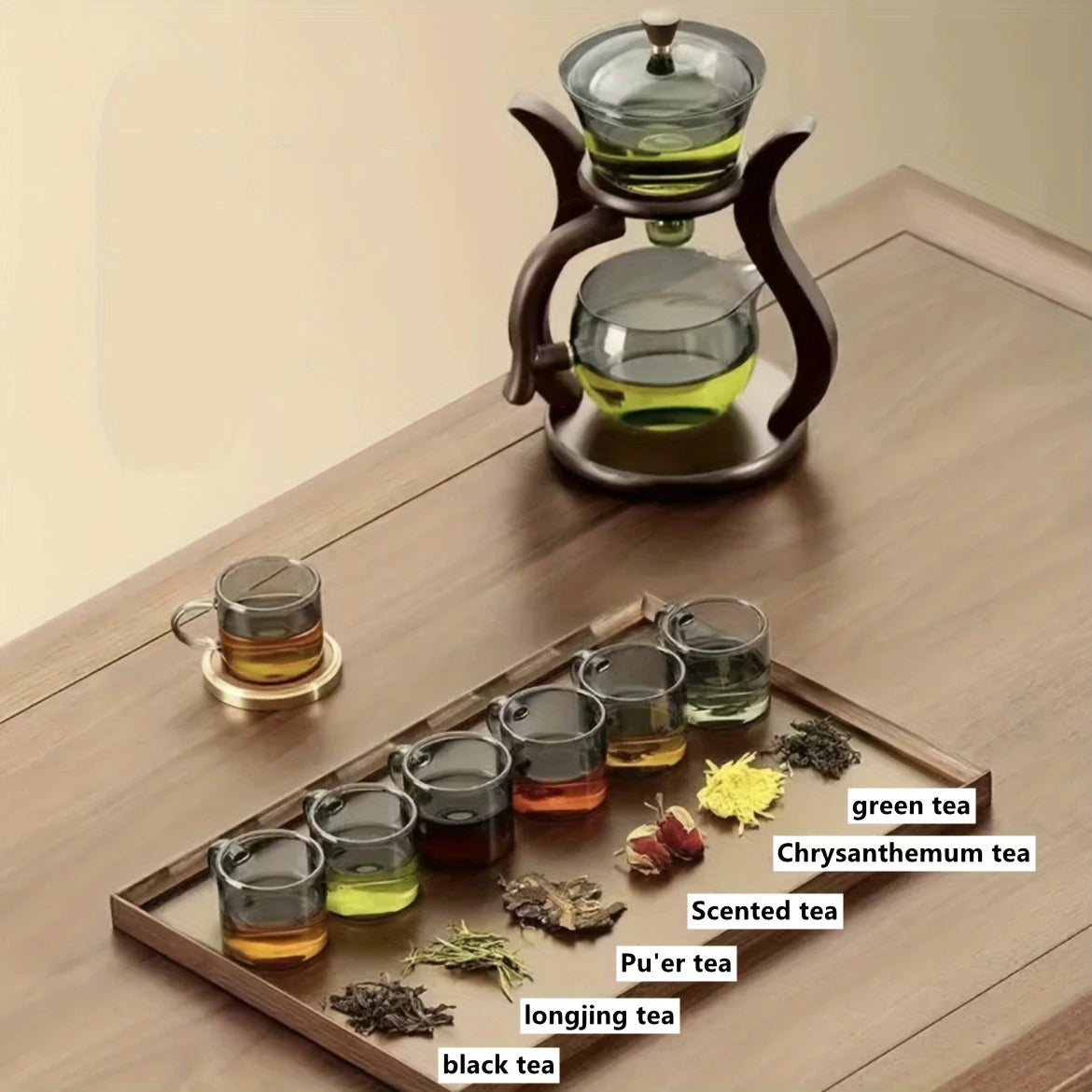 Elegant Glass Kung Fu Tea Set with Semi-Automatic Drip and Magnetic Switch