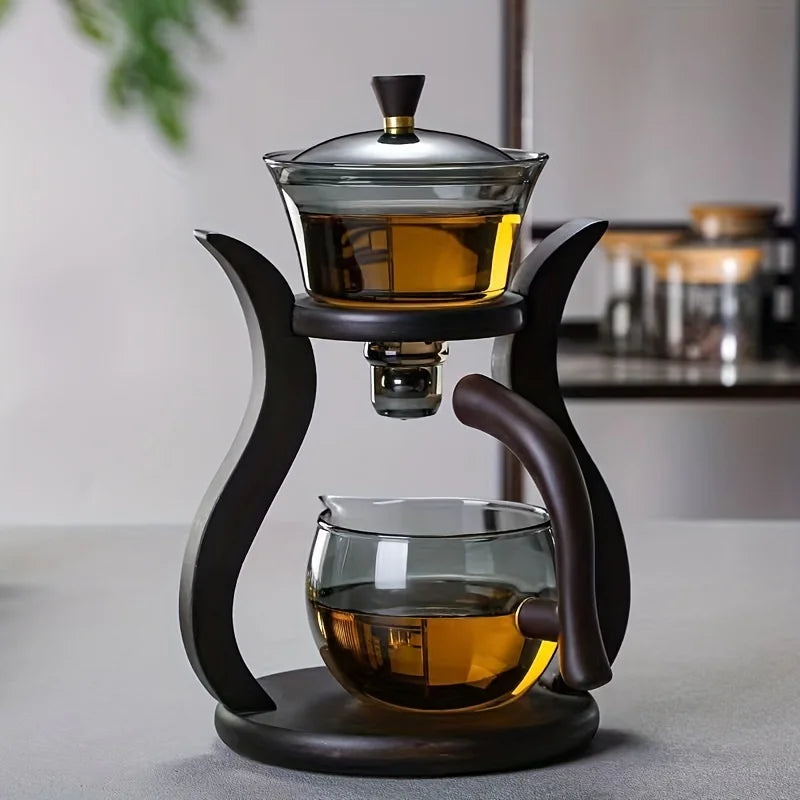 Elegant Glass Kung Fu Tea Set with Semi-Automatic Drip and Magnetic Switch