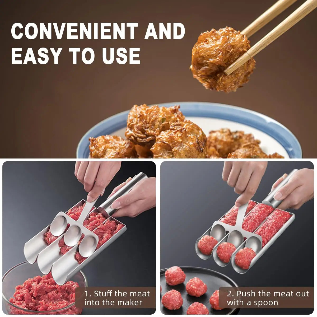 "EasyRoll Meatball Maker – Non-Stick Manual Spoon Set for Perfect Meatballs"