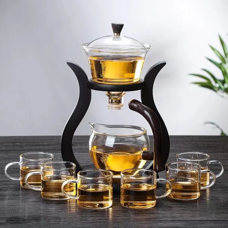 Elegant Glass Kung Fu Tea Set with Semi-Automatic Drip and Magnetic Switch