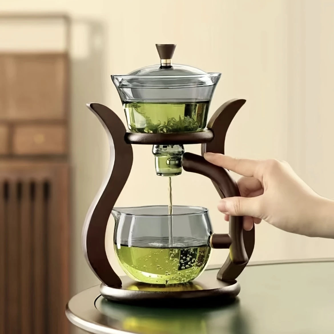 Elegant Glass Kung Fu Tea Set with Semi-Automatic Drip and Magnetic Switch