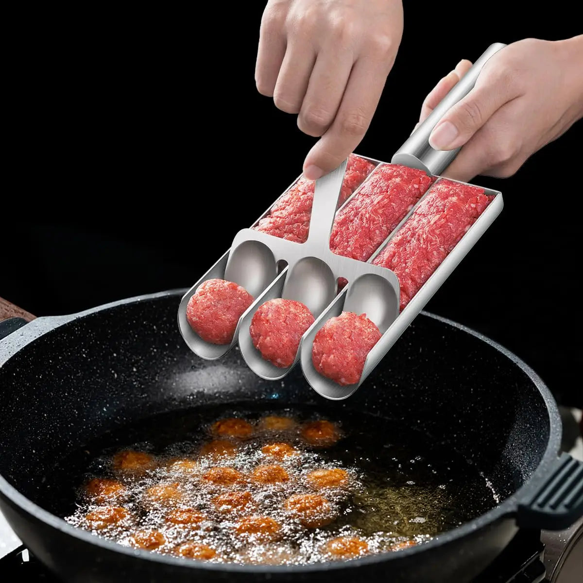 "EasyRoll Meatball Maker – Non-Stick Manual Spoon Set for Perfect Meatballs"