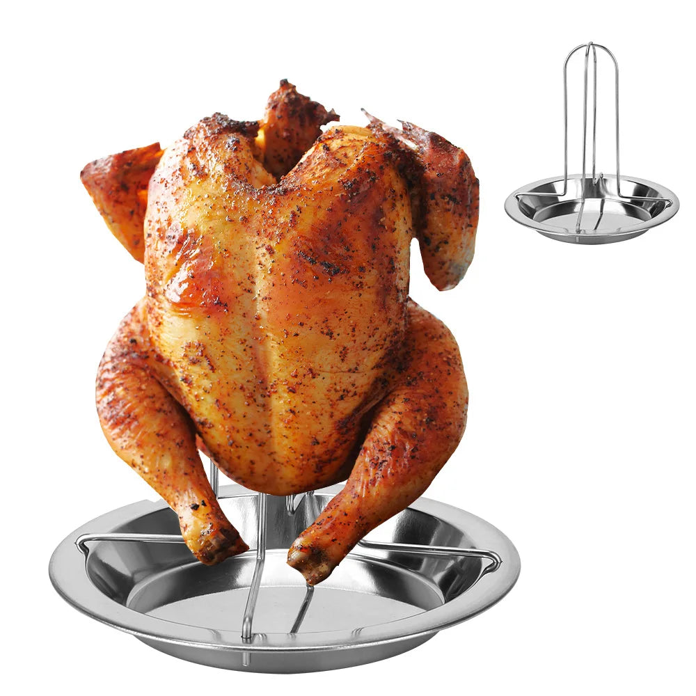 "Non-Stick Chicken Roaster Rack – Carbon Steel Roasting Grill Stand for BBQ and Kitchen"