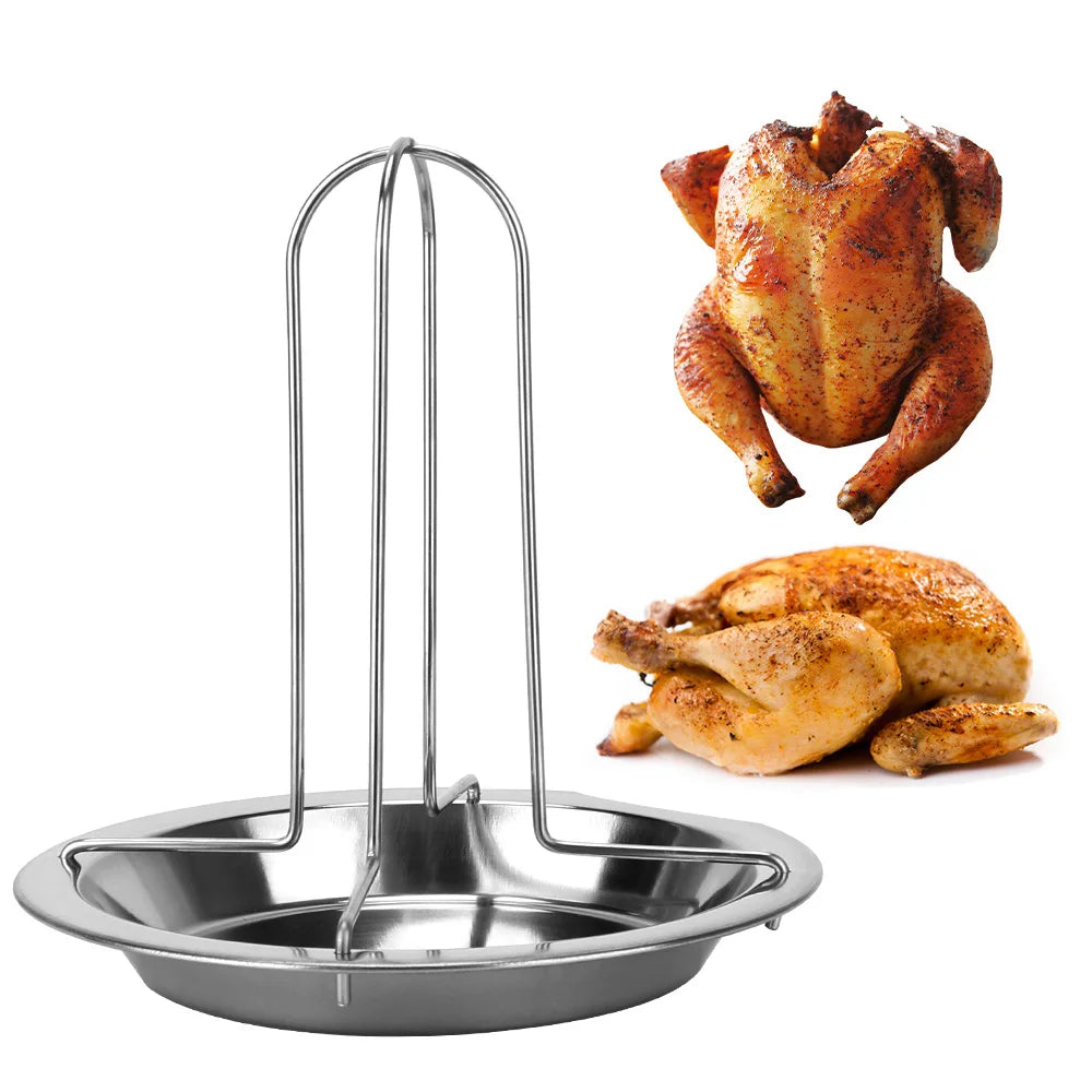 "Non-Stick Chicken Roaster Rack – Carbon Steel Roasting Grill Stand for BBQ and Kitchen"