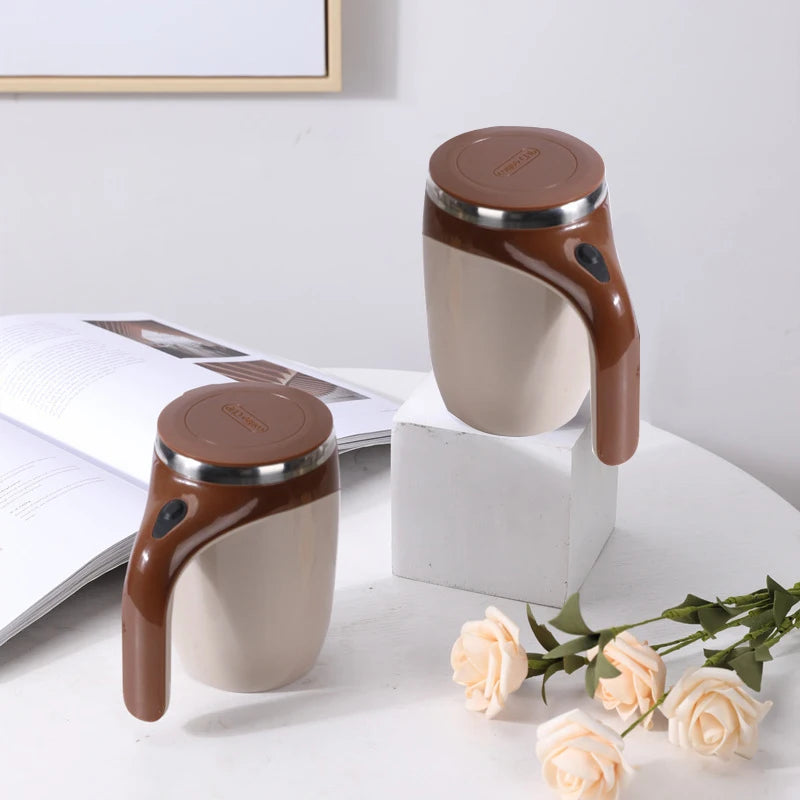 "Lazy Auto Stirring Coffee Cup – Magnetic Rotating Electric Milk Cup, 304 Stainless Steel"