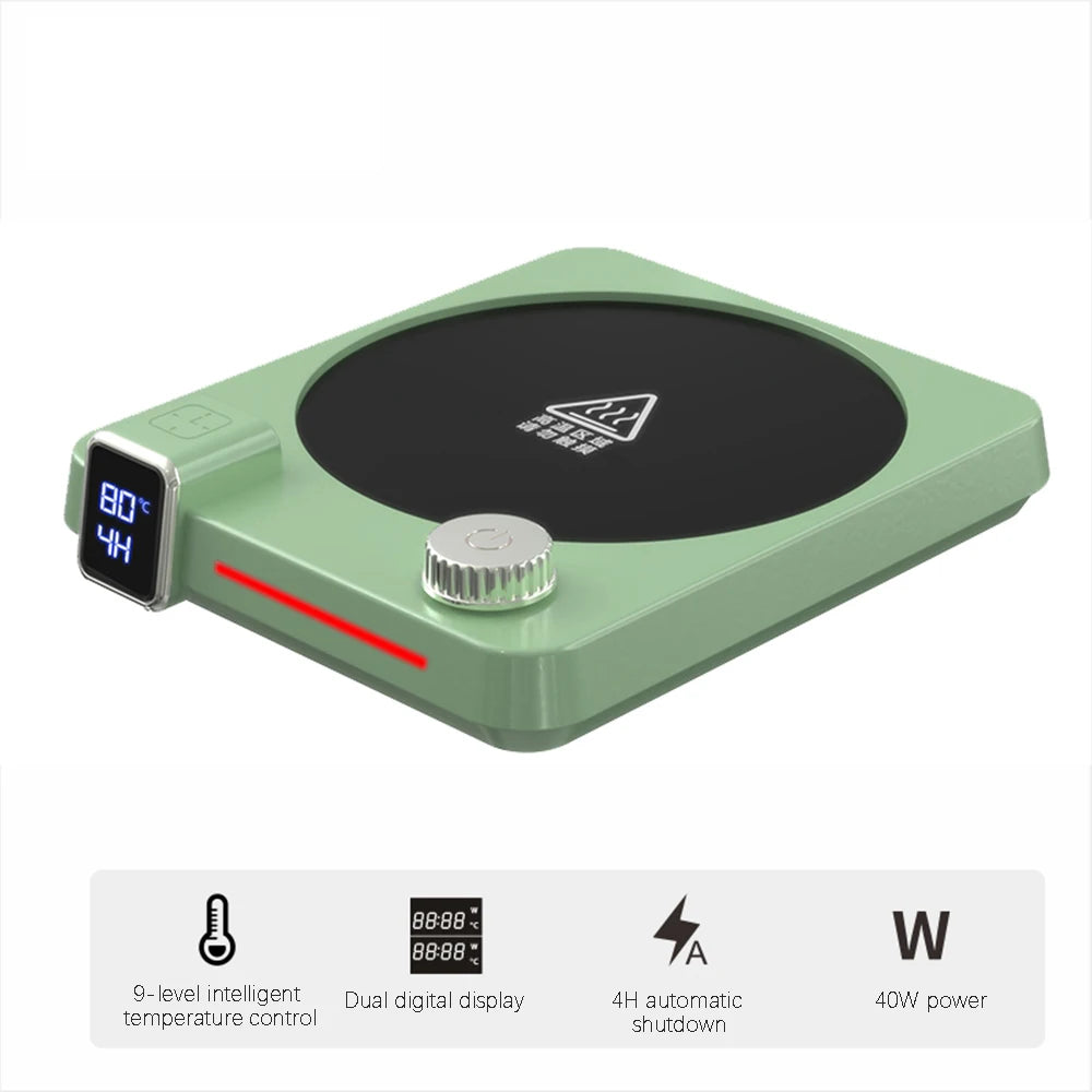 Electric Coffee Cup Heater with 9 Temperature Settings and Heating Pad Coaster