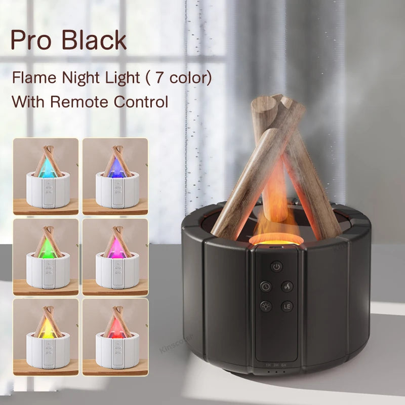 "KINSCOTER Simulated Flame Aroma Diffuser - Ultrasonic Air Humidifier & LED Essential Oil Lamp"