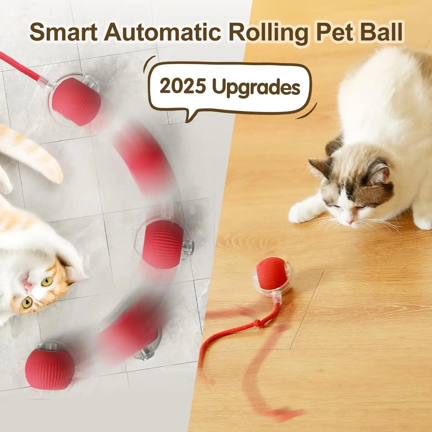 Rechargeable Interactive Cat Ball Toy – Smart Rolling Mouse with Tail