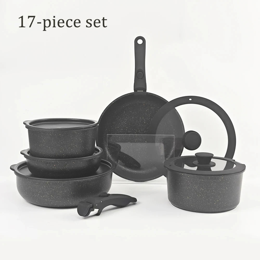 "DONNOR Nonstick Kitchen Pots and Pans Set – Removable Handle Cookware, Oven Safe"