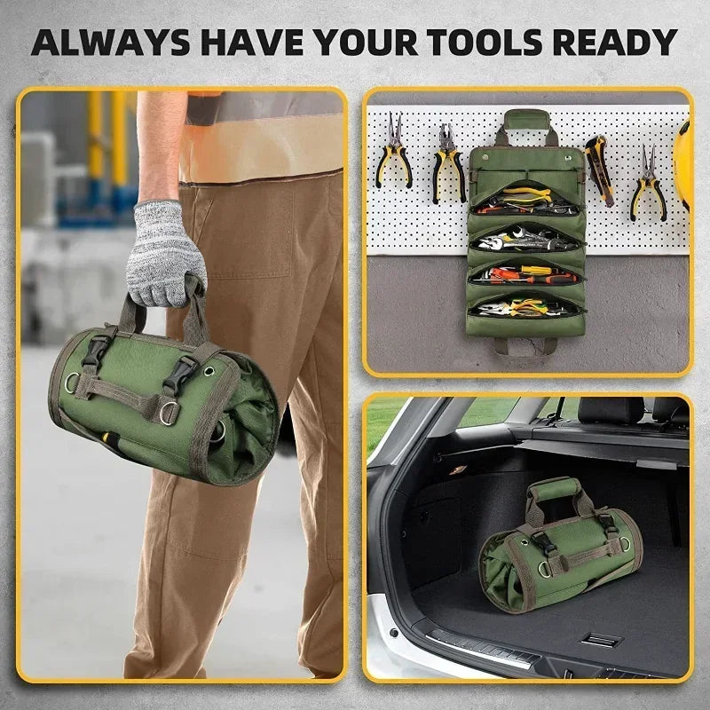 Professional Multi-Purpose Tool Bag with Roll-Up Design – Durable Multi-Pocket Organizer for Hardware and Small Tools
