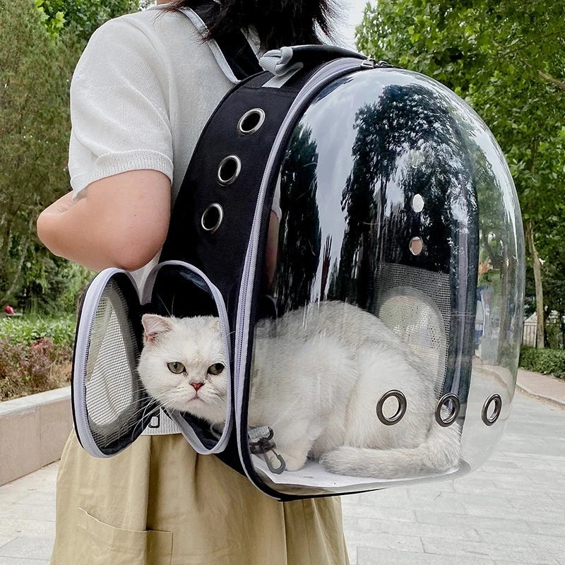 Transparent Space Capsule Pet Carrier Backpack – Breathable & Portable for Cats, Small Dogs, and Puppies