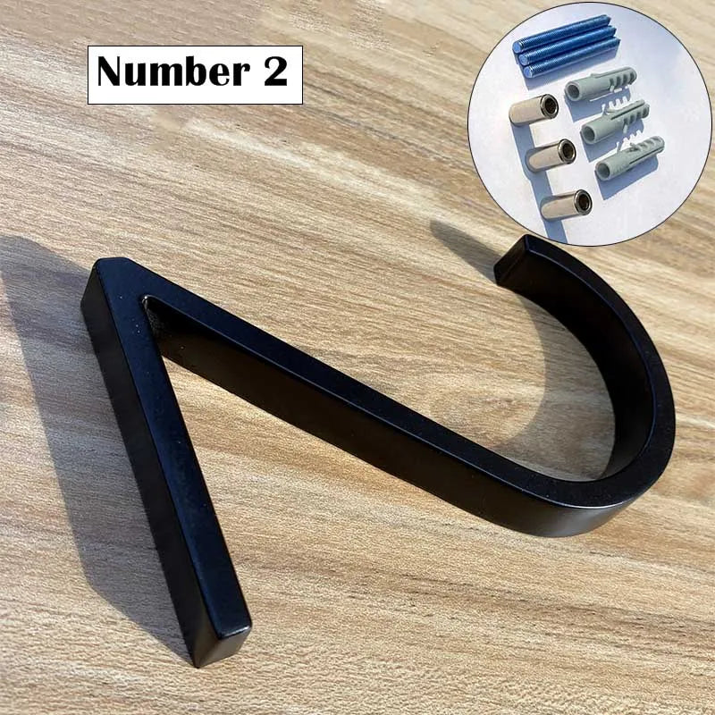"Modern 125mm Black Metal Floating Address Numbers and Letters – Stylish Outdoor Sign for Home and Mailbox"