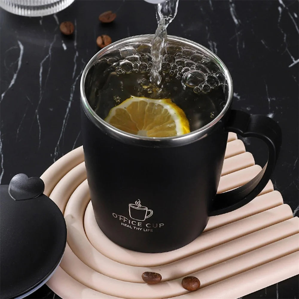 Stainless Steel Thermos Mug with Handle – Leak-Proof Insulated Coffee Cup"