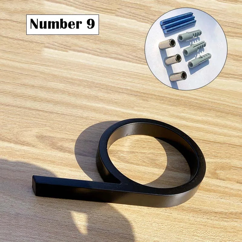 "Modern 125mm Black Metal Floating Address Numbers and Letters – Stylish Outdoor Sign for Home and Mailbox"