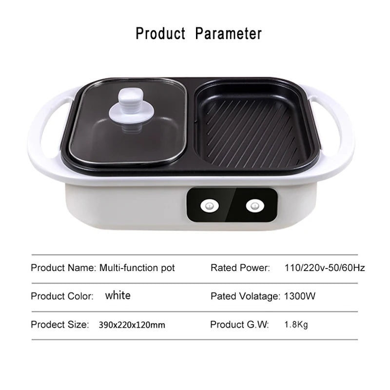 Non-Stick Shabu Pot and Griddle Multi-Cooker