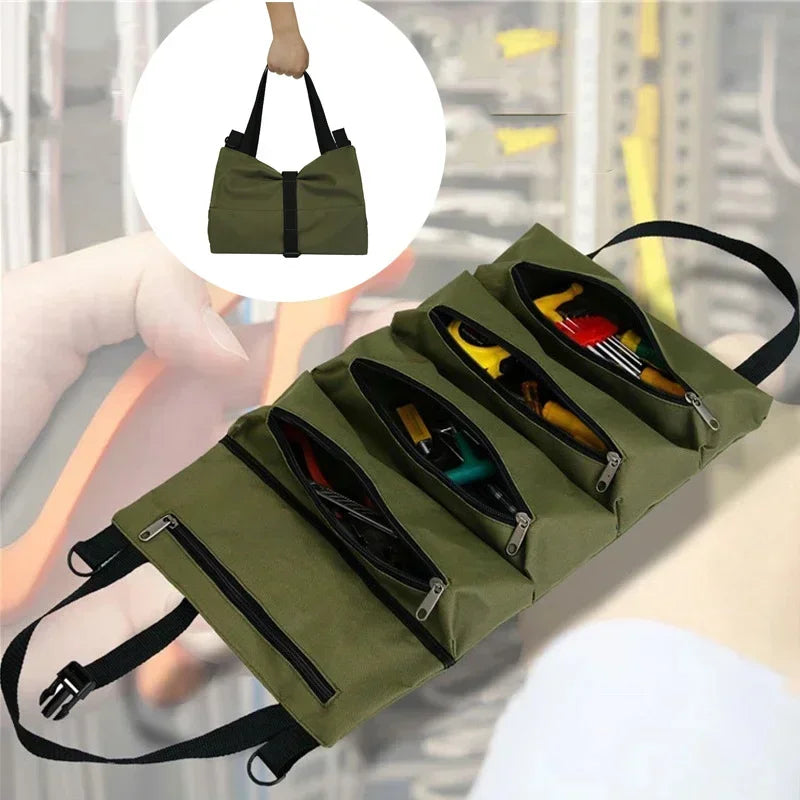 Professional Multi-Purpose Tool Bag with Roll-Up Design – Durable Multi-Pocket Organizer for Hardware and Small Tools