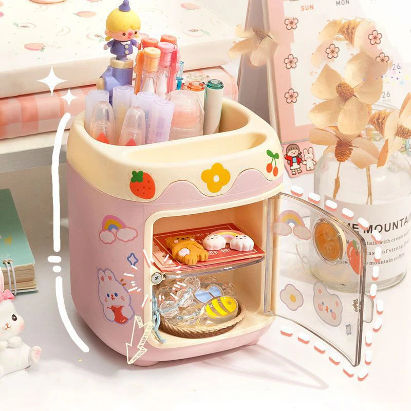 Cartoon Desktop Storage Box – Large Capacity Pencil Holder & Makeup Brush Organizer