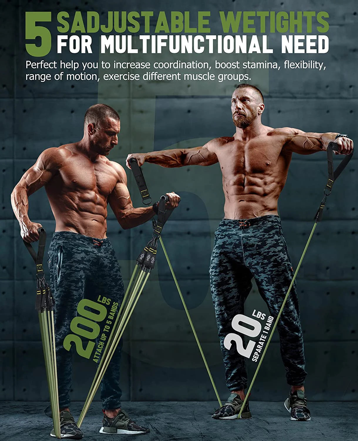 "Complete 5-Tube Resistance Band Set with Door Anchor, Handles, Ankle Straps & Fitness Stick – All-in-One Workout Solution"