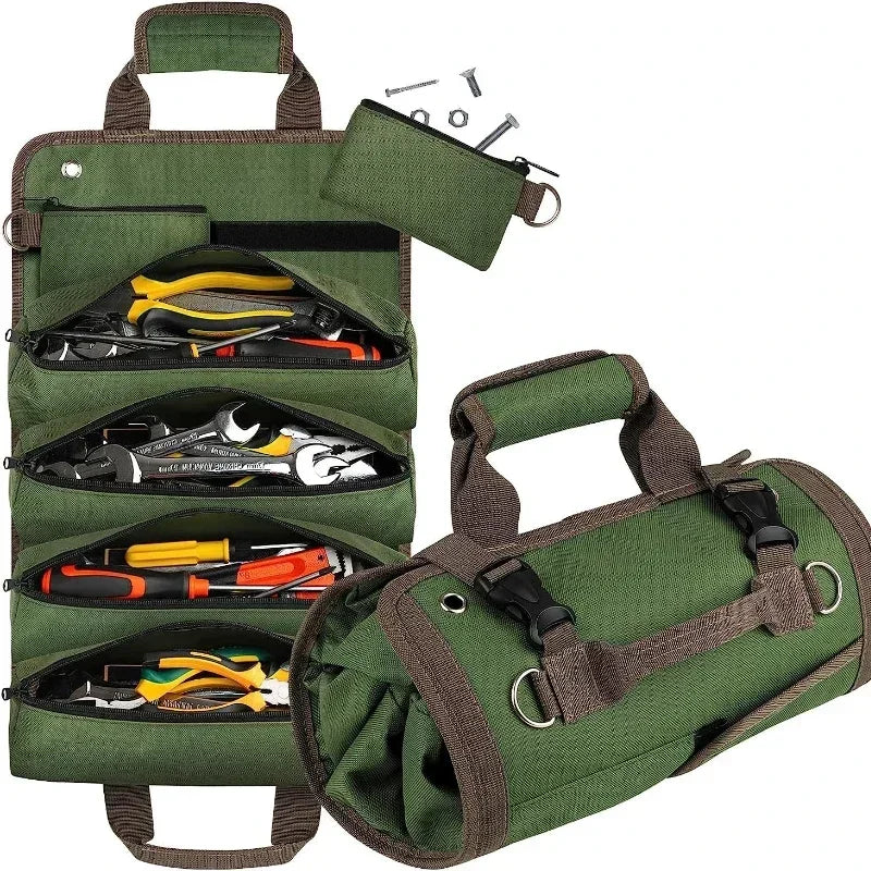 Professional Multi-Purpose Tool Bag with Roll-Up Design – Durable Multi-Pocket Organizer for Hardware and Small Tools