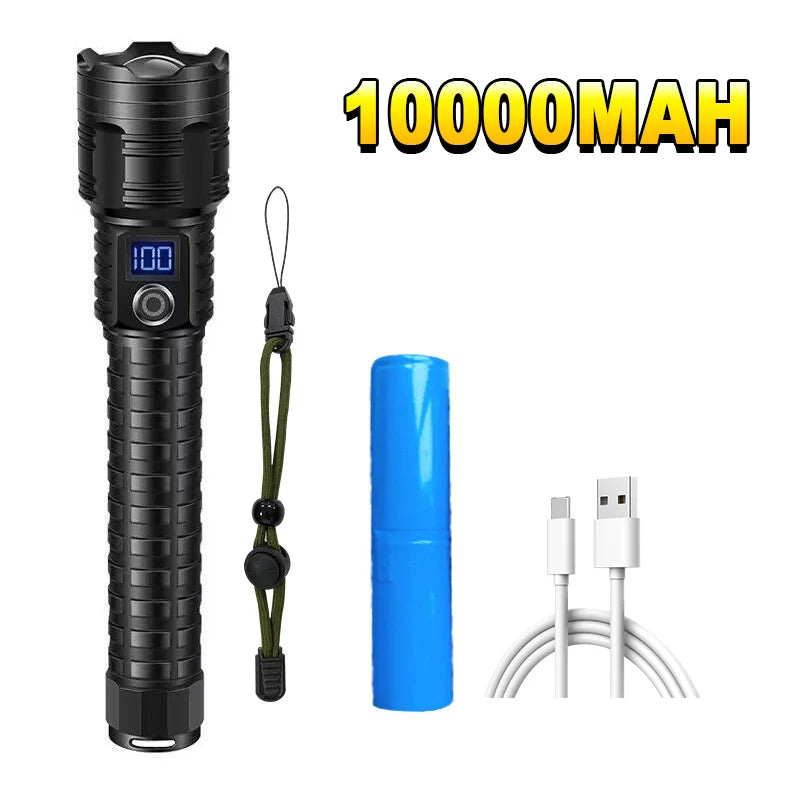 Ultra-Powerful 10000mAh LED Flashlight with 5000M Range and Type-C Rechargeable Battery