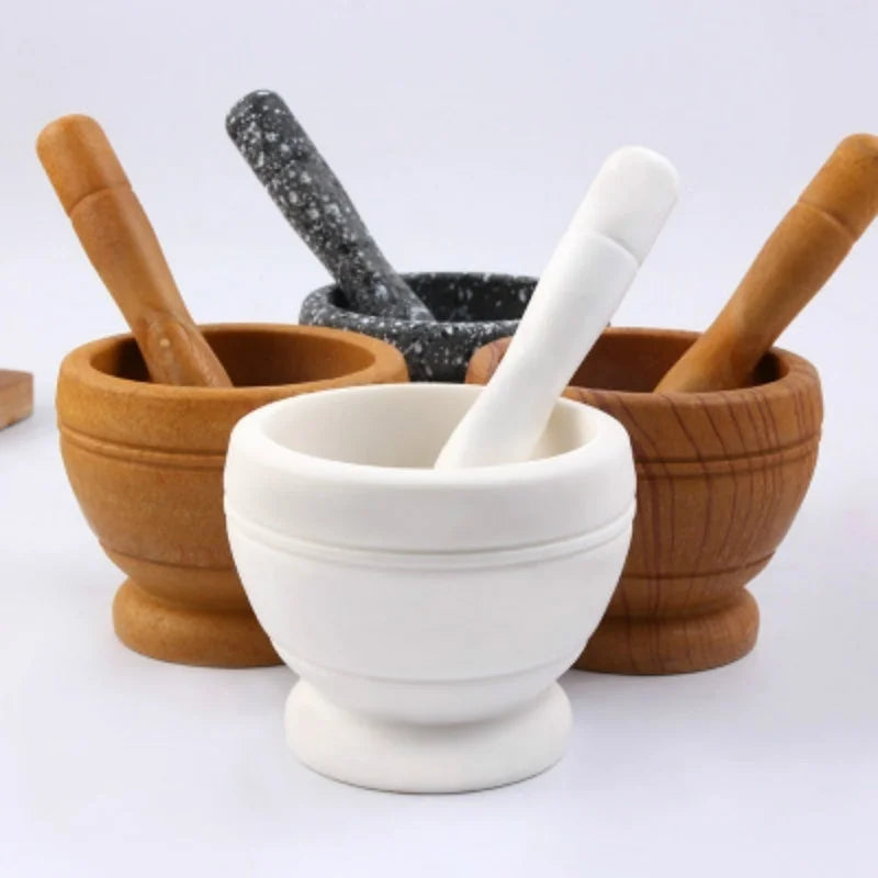 "Resin Mortar and Pestle Set for Garlic, Herbs, Spices - Grinding and Mixing Bowl"