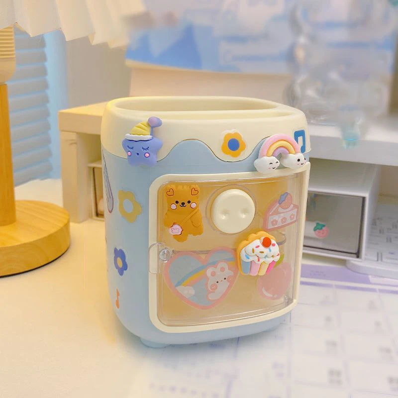 Cartoon Desktop Storage Box – Large Capacity Pencil Holder & Makeup Brush Organizer