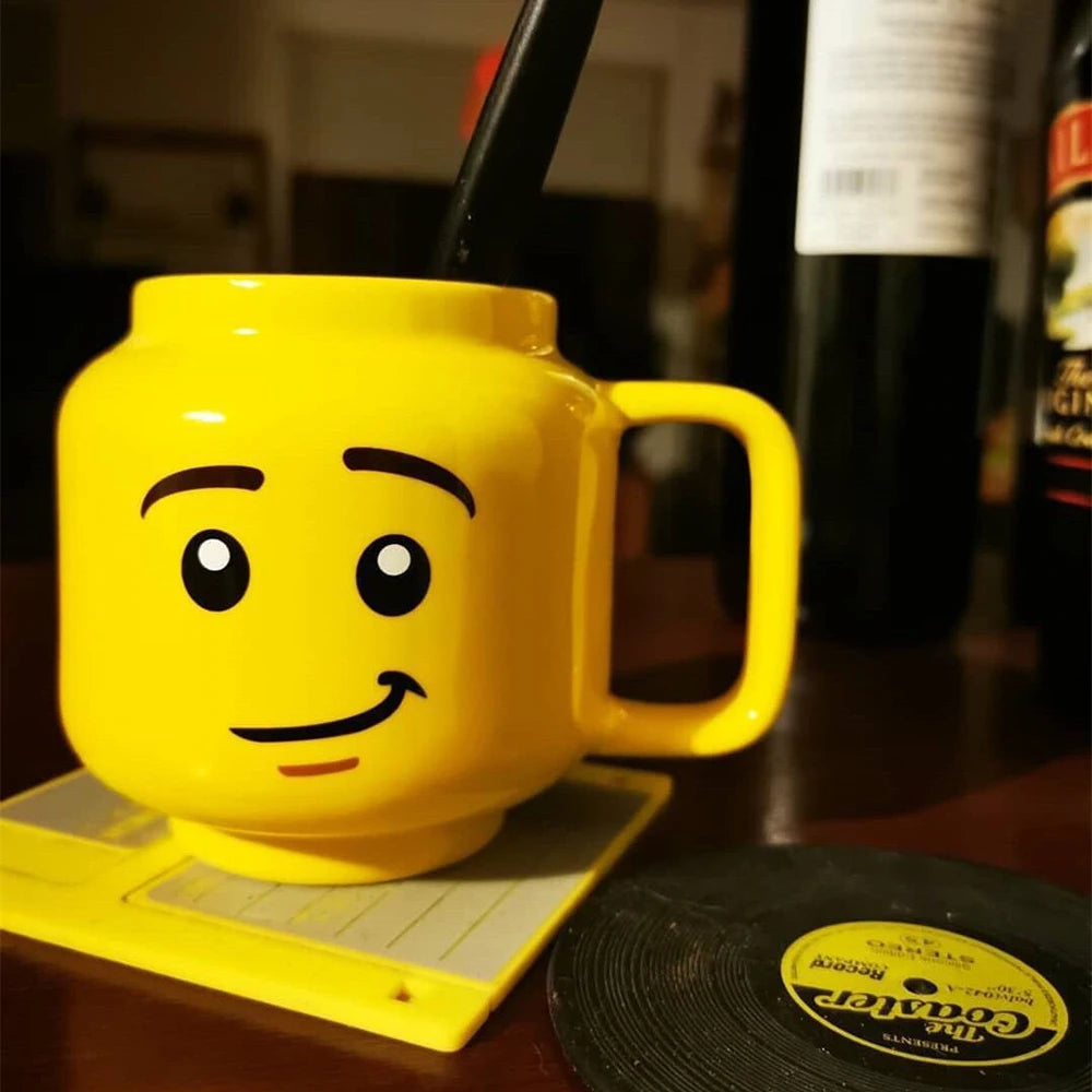 "Cartoon Ceramic Mug 250ml with Cute Impish Expression - Fun Drinkware for Couples, Friends, and Family"