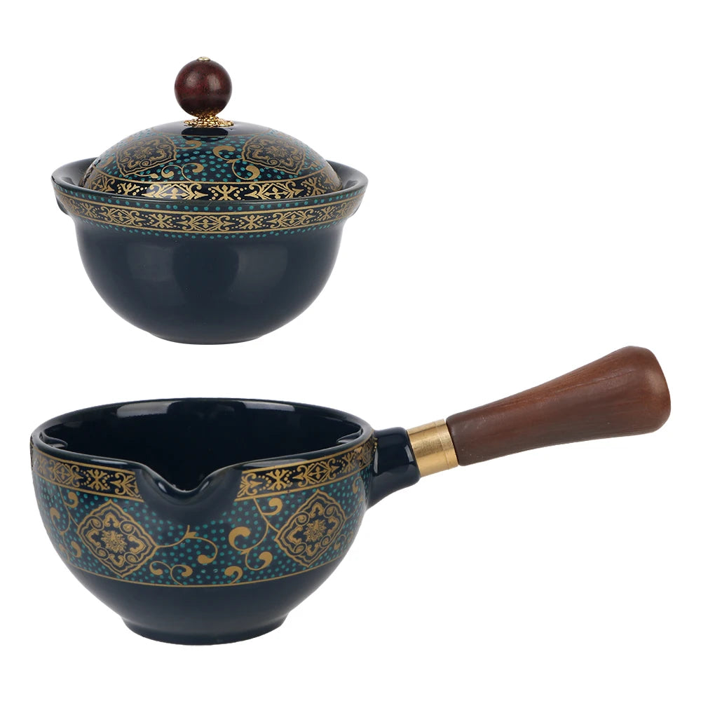 "Flowers Exquisite Shape Porcelain Tea Maker with 360° Rotation for Gongfu and Puer Tea"