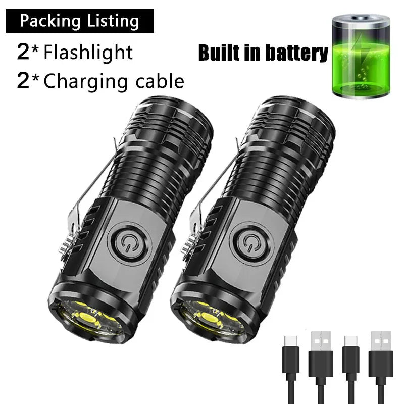 "UltraBeam Mini 3LED Magnetic Pen Flashlight – USB Rechargeable Torch"