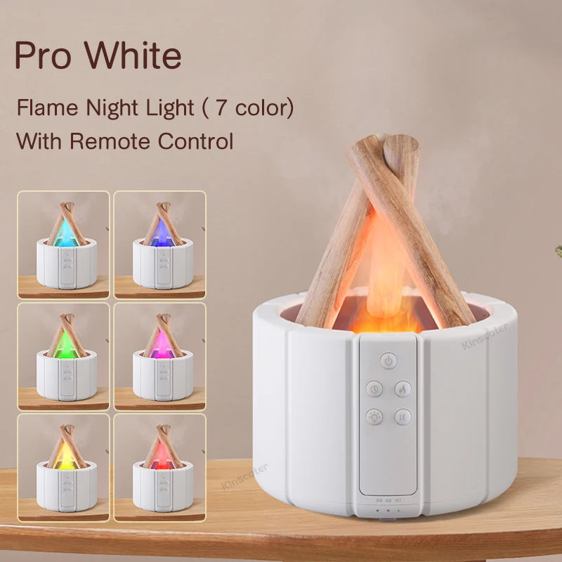 "KINSCOTER Simulated Flame Aroma Diffuser - Ultrasonic Air Humidifier & LED Essential Oil Lamp"