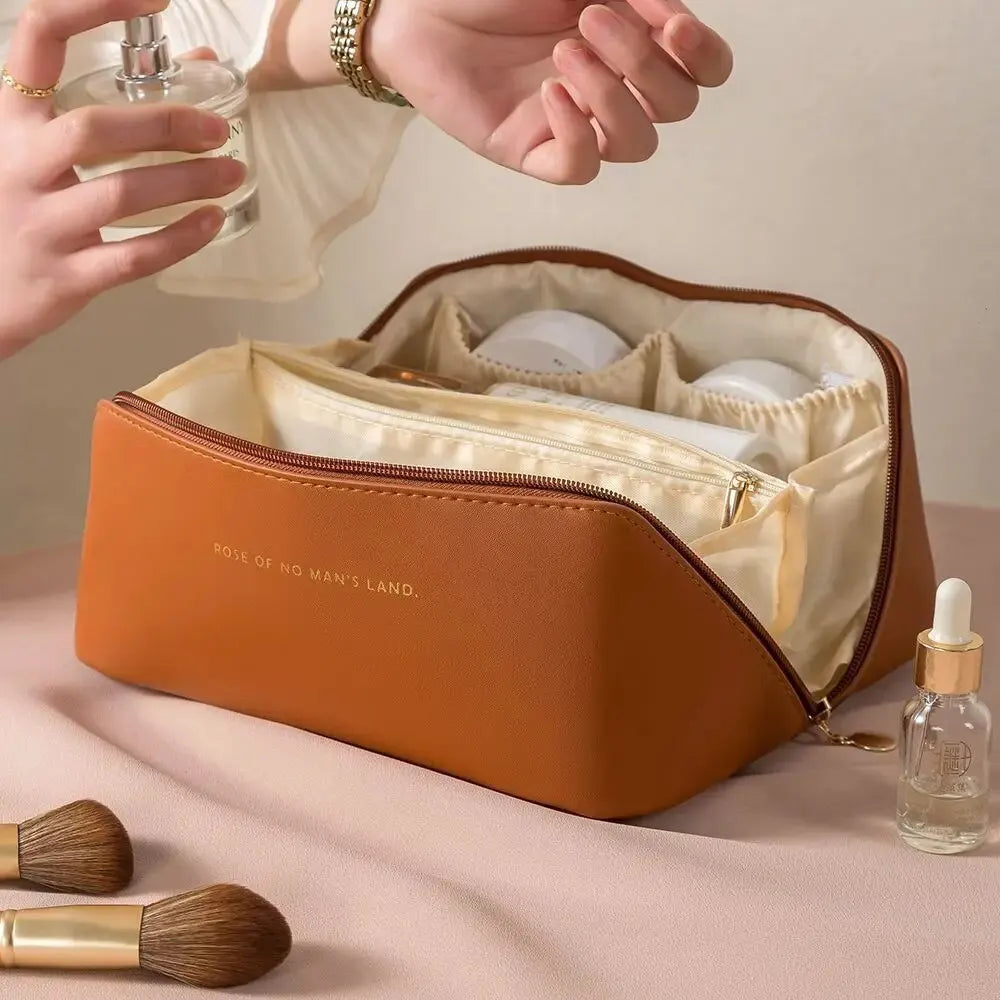 Luxury Makeup Organizer & Toiletry Kit Bag – Travel Cosmetic Storage Pouch with Zipper