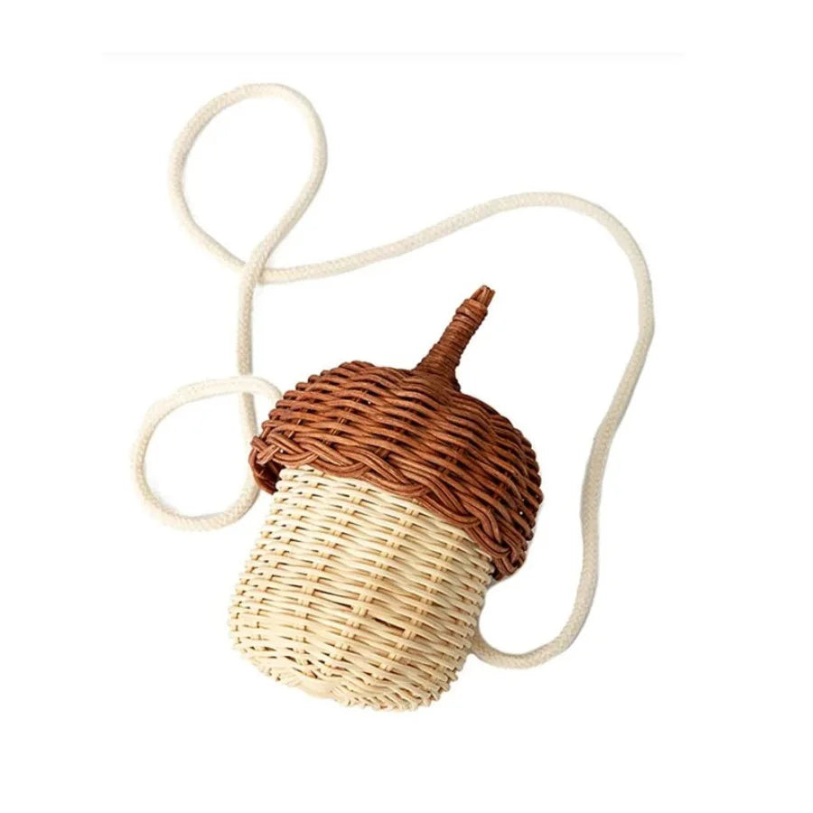 Rattan Woven Mushroom Basket – Portable Picnic & Toy Organizer for Kids