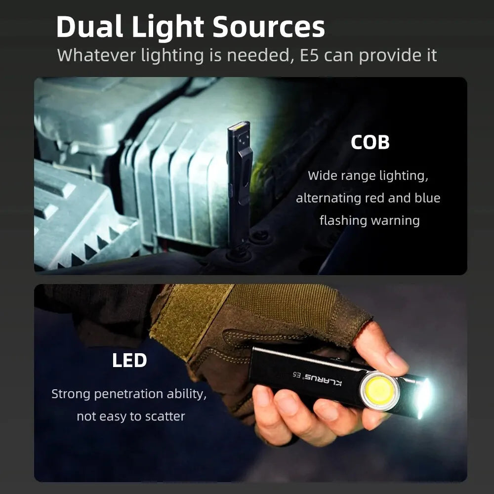 KLARUS E5 Compact LED Flashlight - Rechargeable, Waterproof, with Multiple Light Modes