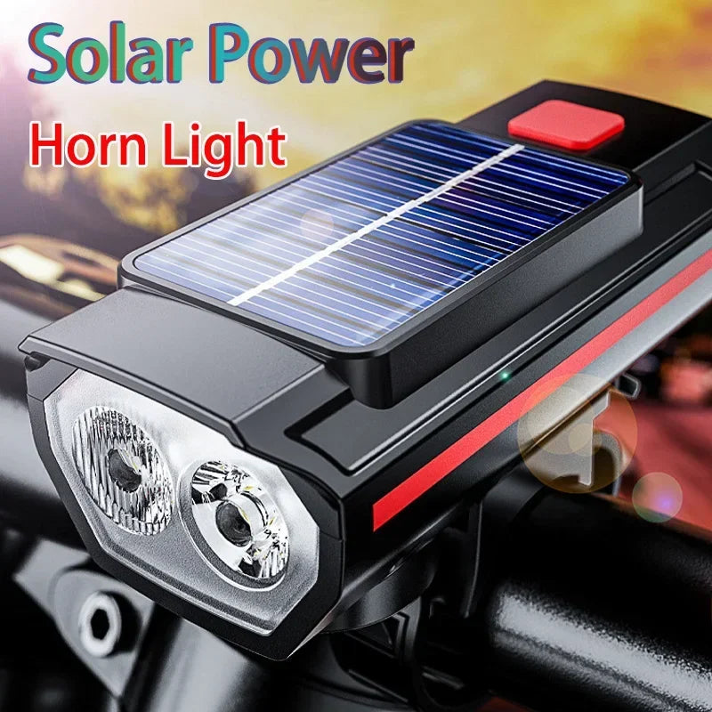 BUCKLOS Solar Bike Headlamp 250LM with Horn & USB Charging