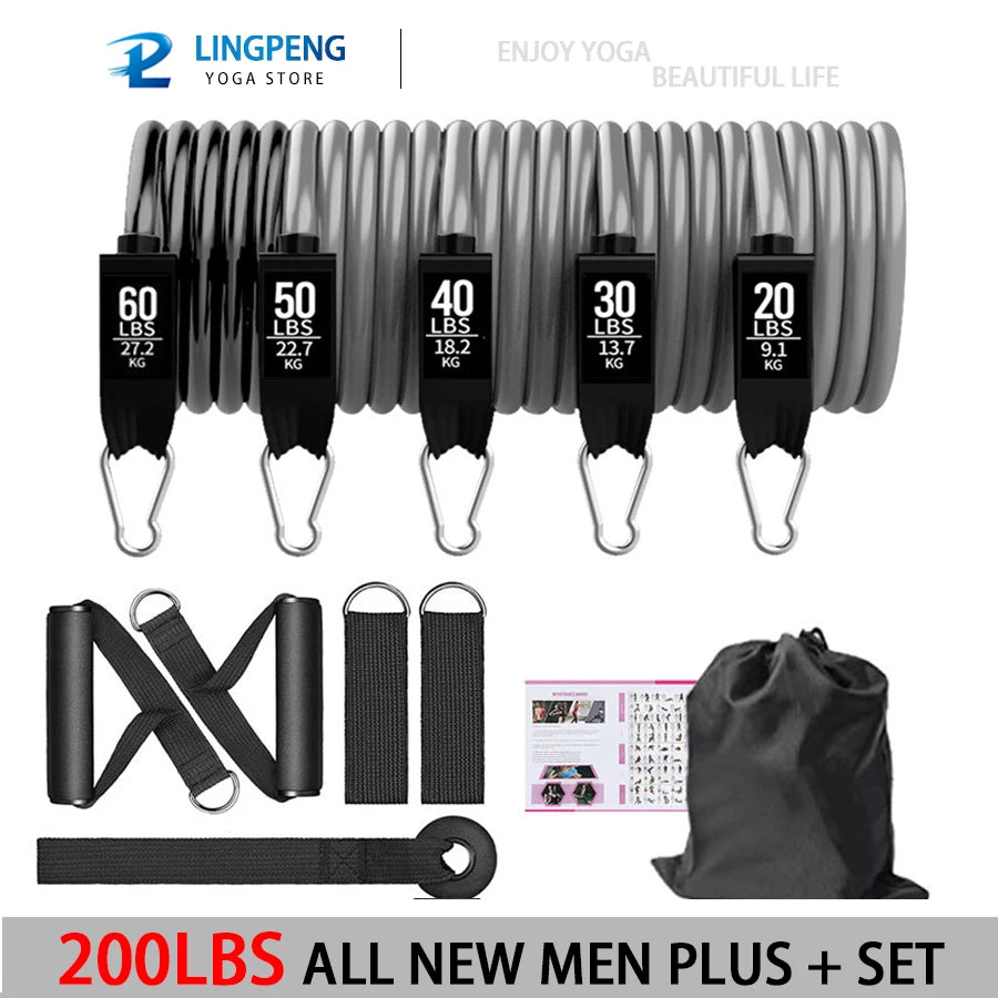 "Complete 5-Tube Resistance Band Set with Door Anchor, Handles, Ankle Straps & Fitness Stick – All-in-One Workout Solution"