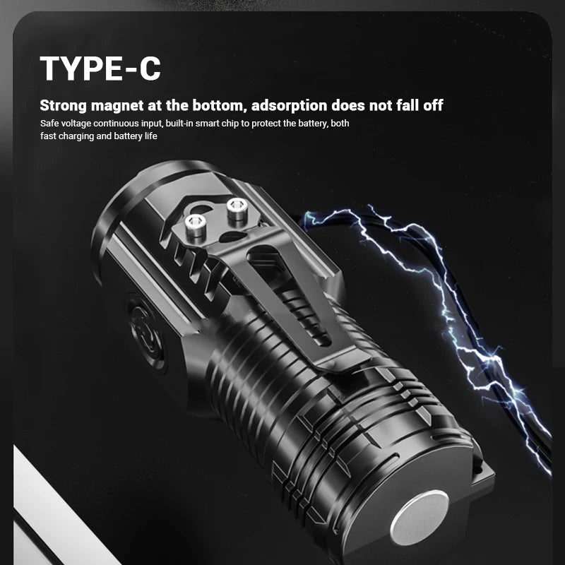"UltraBeam Mini 3LED Magnetic Pen Flashlight – USB Rechargeable Torch"