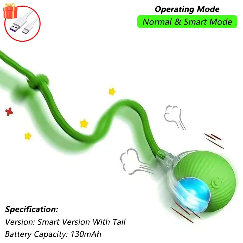 Rechargeable Interactive Cat Ball Toy – Smart Rolling Mouse with Tail