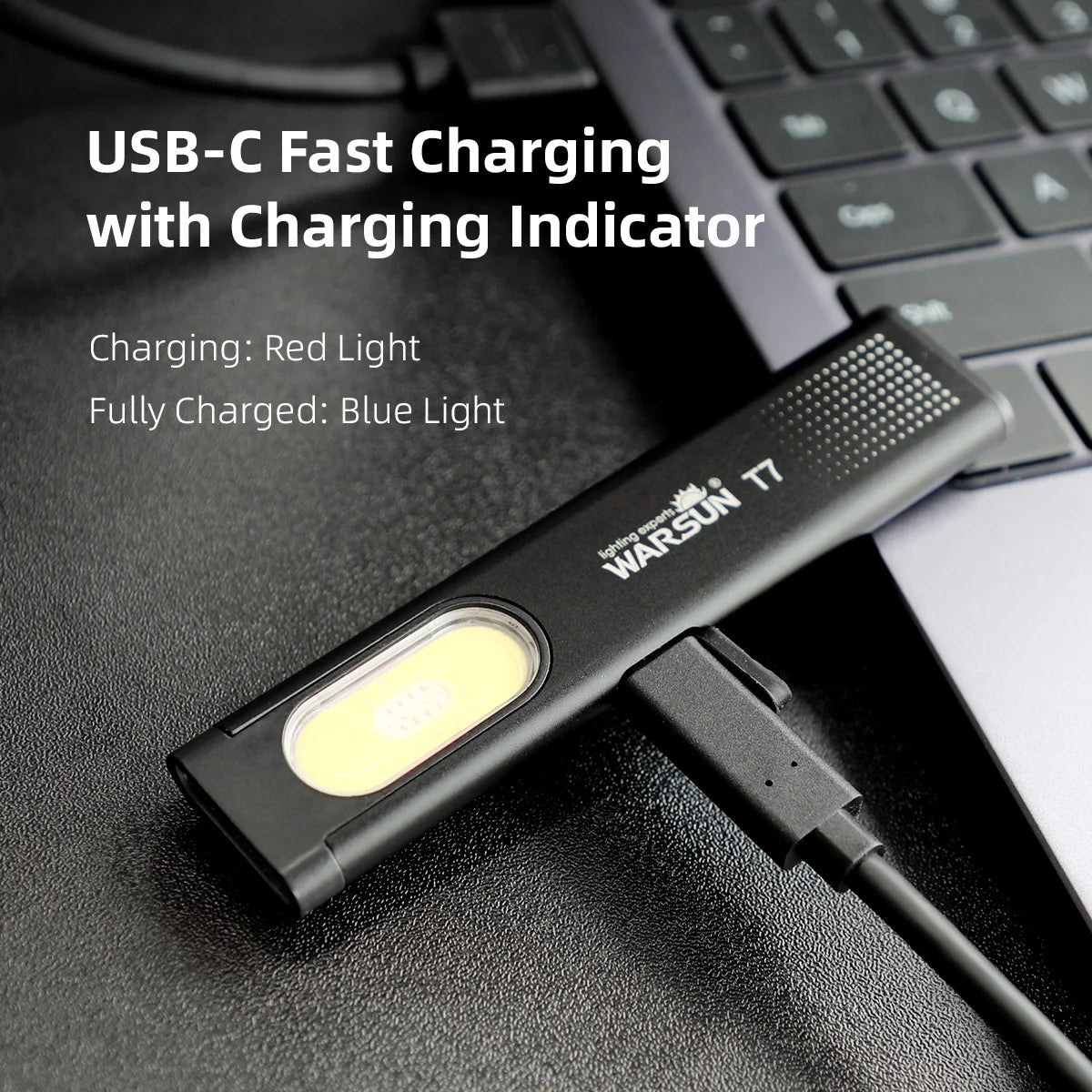 Warsun USB-C Rechargeable LED Keychain Flashlight – 600Lm Mini Torch with Magnet