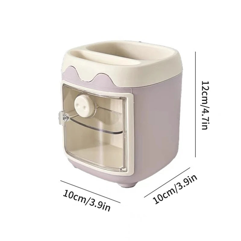 Cartoon Desktop Storage Box – Large Capacity Pencil Holder & Makeup Brush Organizer