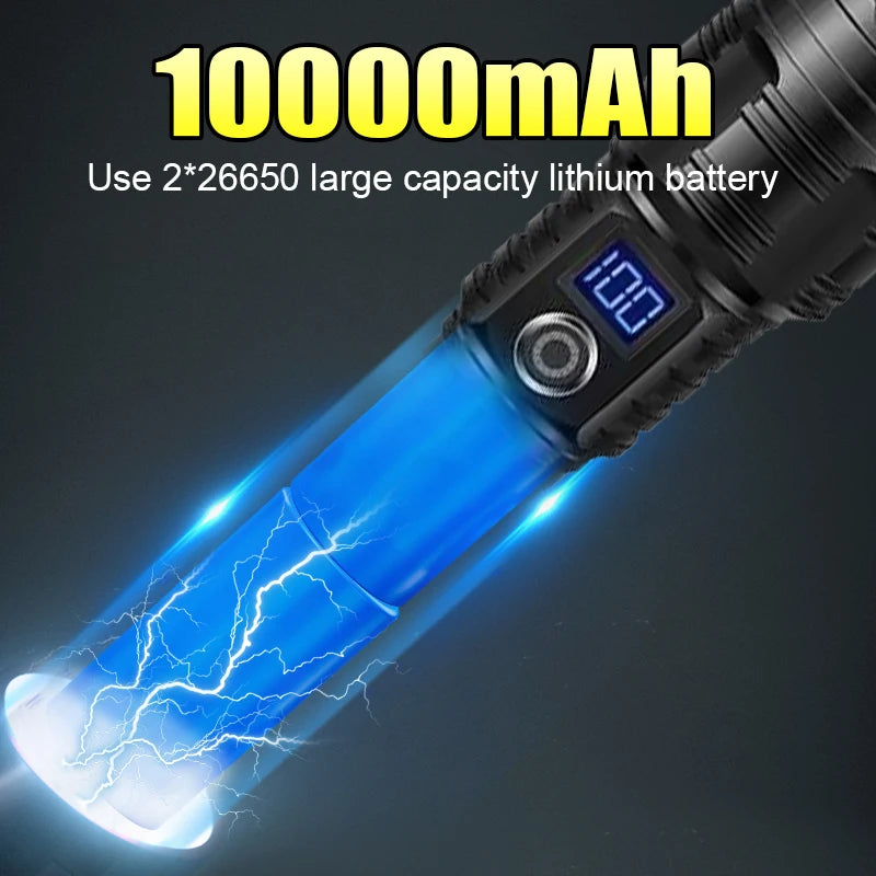 Ultra-Powerful 10000mAh LED Flashlight with 5000M Range and Type-C Rechargeable Battery