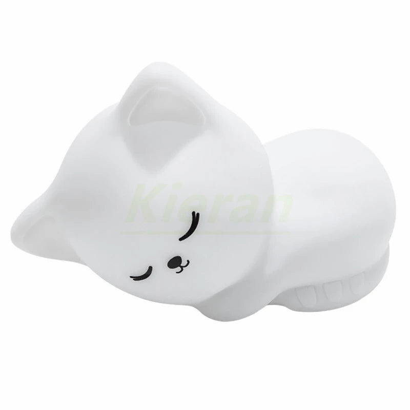 "Soft Silicone Cat LED Night Light – 7 Color USB Rechargeable Night Lamp for Kids and Babies"