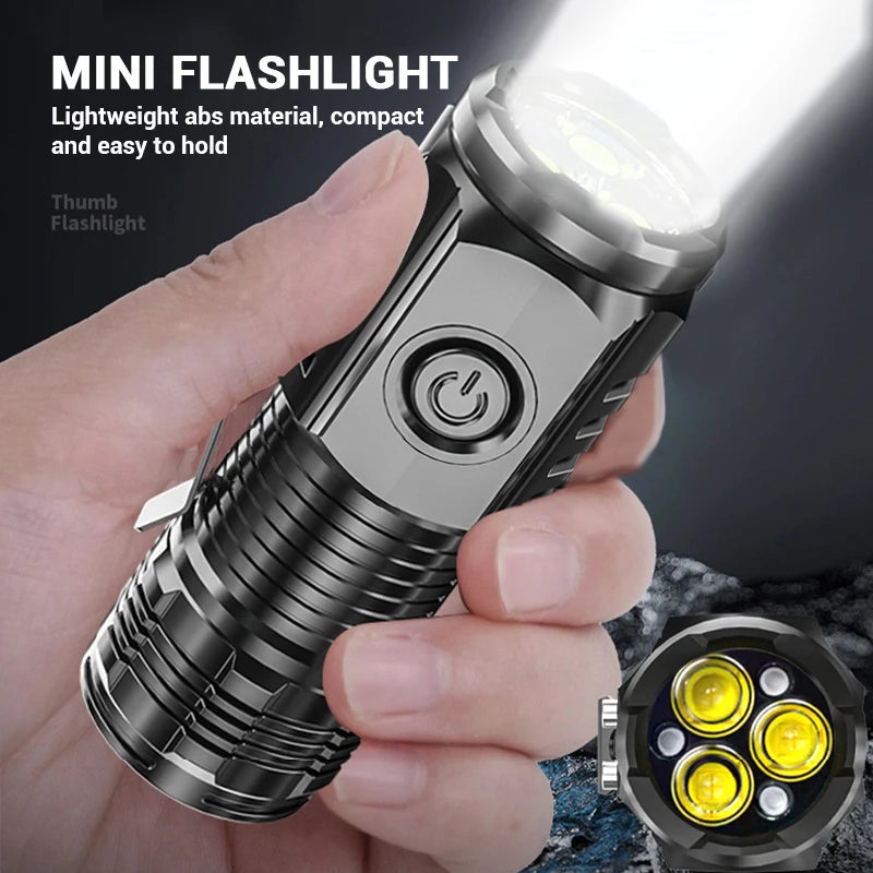 "UltraBeam Mini 3LED Magnetic Pen Flashlight – USB Rechargeable Torch"