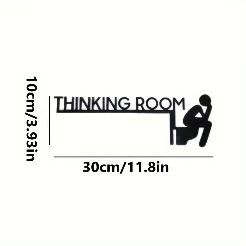 "Modern Metal Toilet Door Sign – 'Thinking Room' Decorative Wall Sculpture"