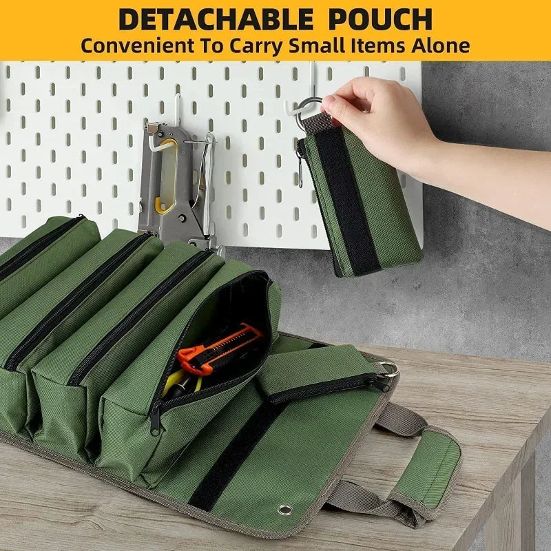 Professional Multi-Purpose Tool Bag with Roll-Up Design – Durable Multi-Pocket Organizer for Hardware and Small Tools