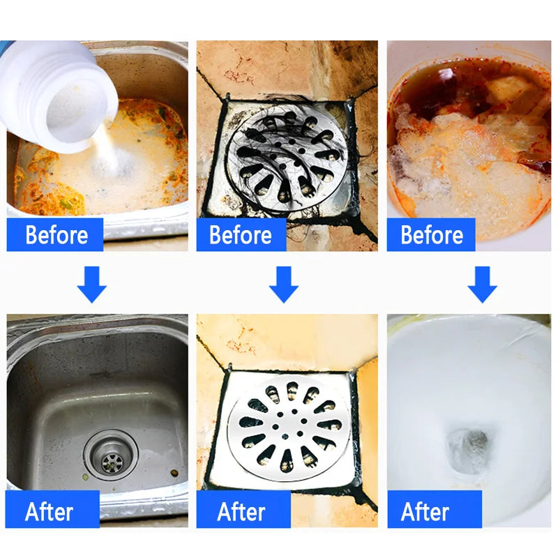 Powerful Sink Drain and Toilet Cleaner – Deodorizing Dredging Agent for Clogging, Sewer Dredging, and Pipe Unclogging in Kitchen and Bathroom
