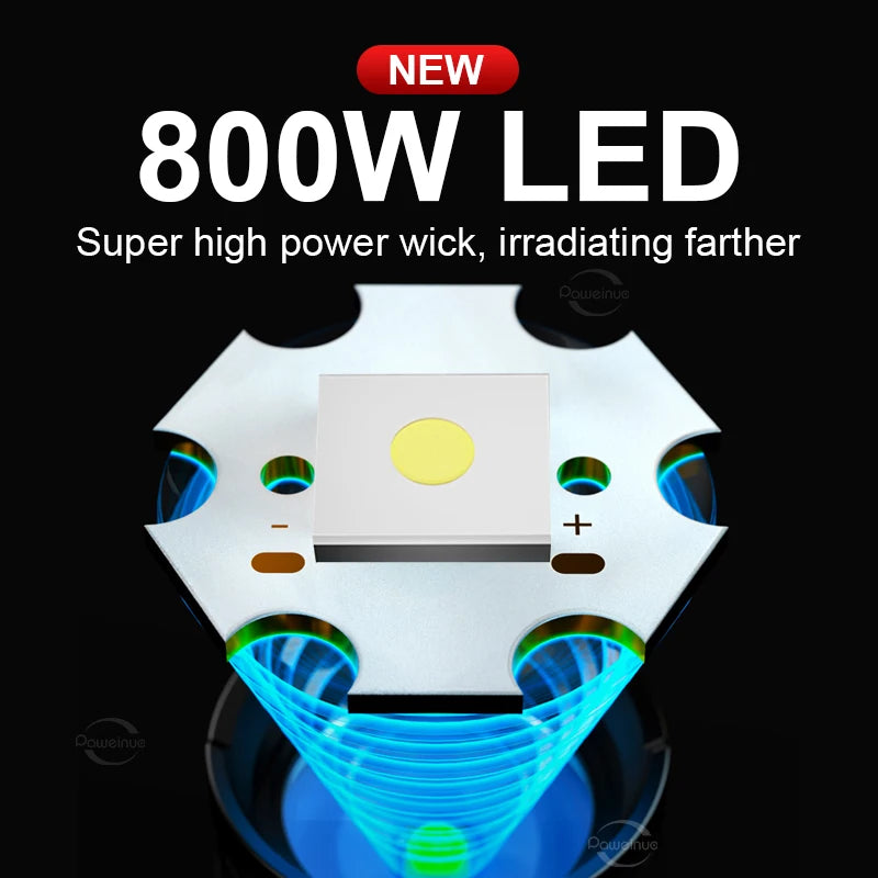 Ultra-Powerful 10000mAh LED Flashlight with 5000M Range and Type-C Rechargeable Battery
