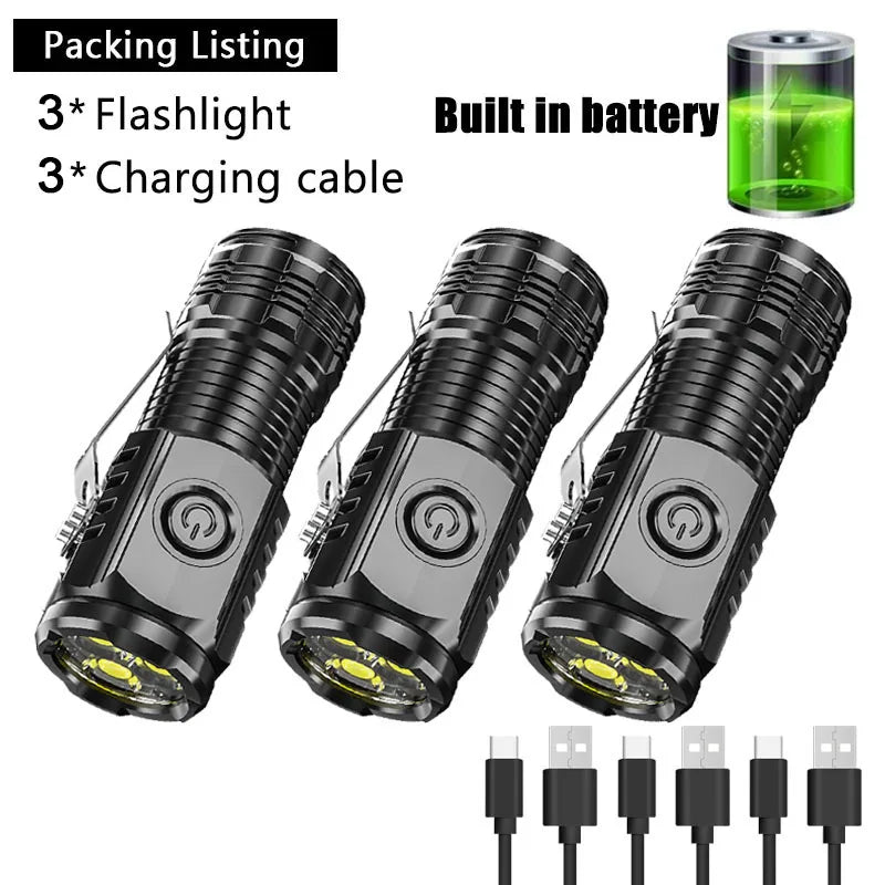 "UltraBeam Mini 3LED Magnetic Pen Flashlight – USB Rechargeable Torch"