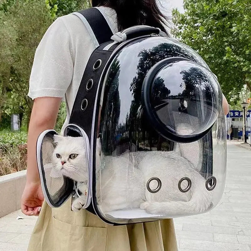 Transparent Space Capsule Pet Carrier Backpack – Breathable & Portable for Cats, Small Dogs, and Puppies