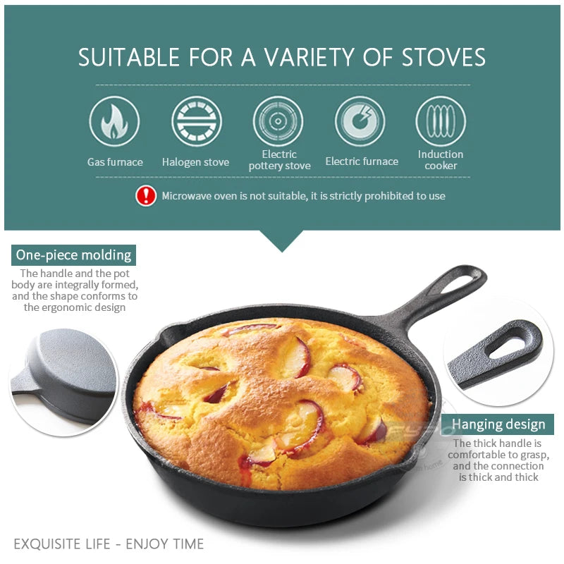 Non-Stick Cast Iron Frying Pan – Versatile Skillet for Omelettes, Pancakes & More