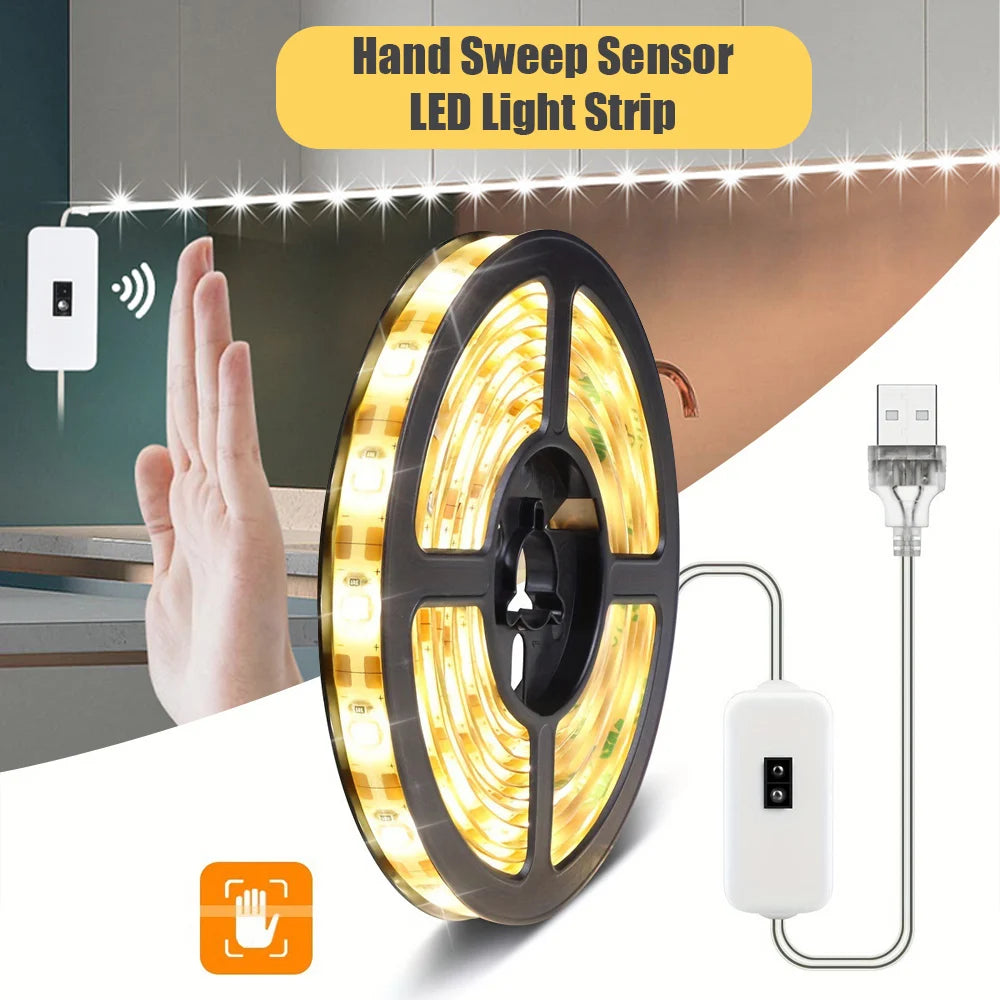 GGbingo 3M USB LED Strip Light with Hand Wave Sensor for Home Decoration